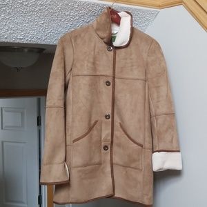ORVIS Faux Shearling Lodge Coat whiskey NEVER WORN